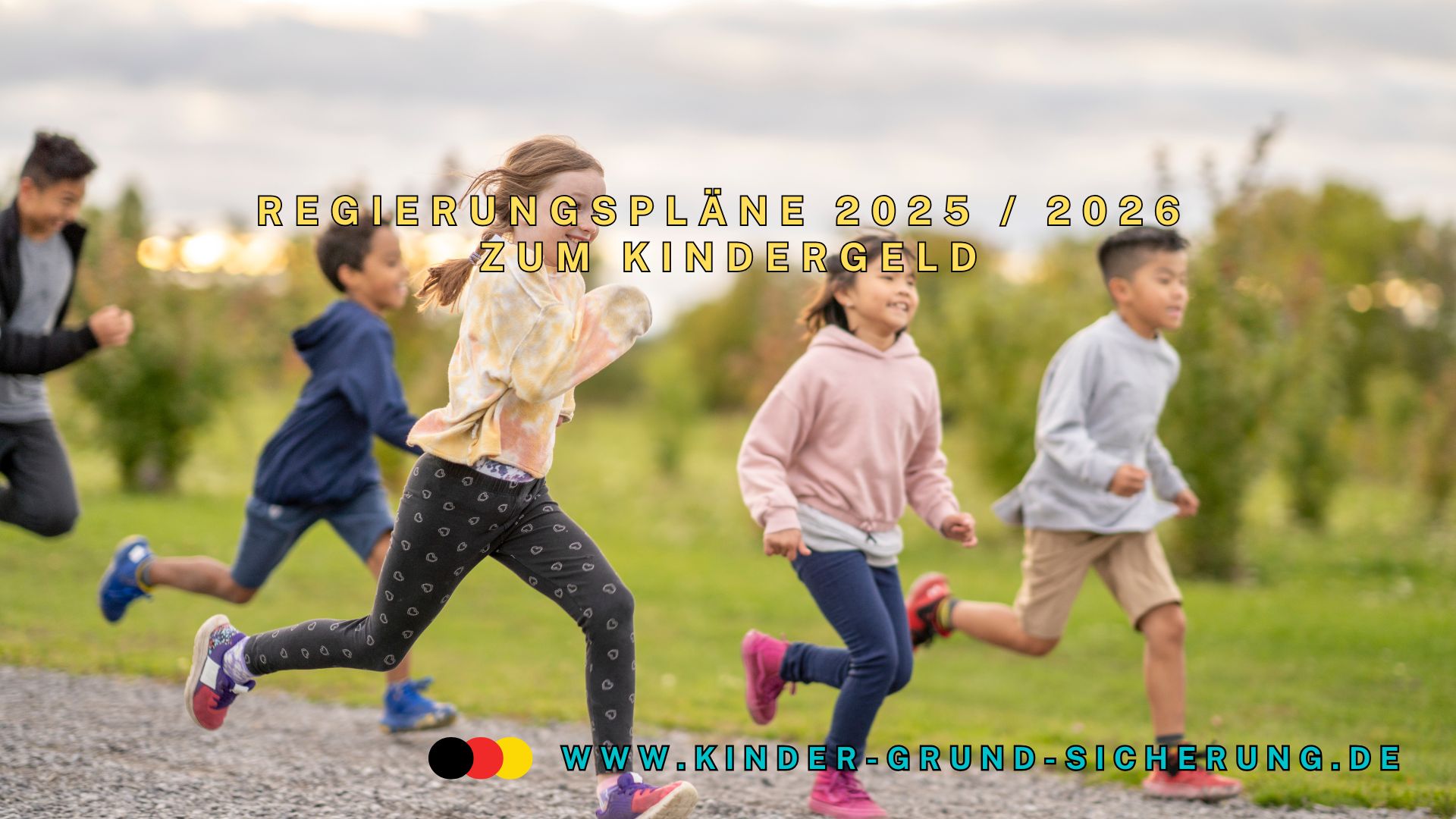 fünf Kinder rennen